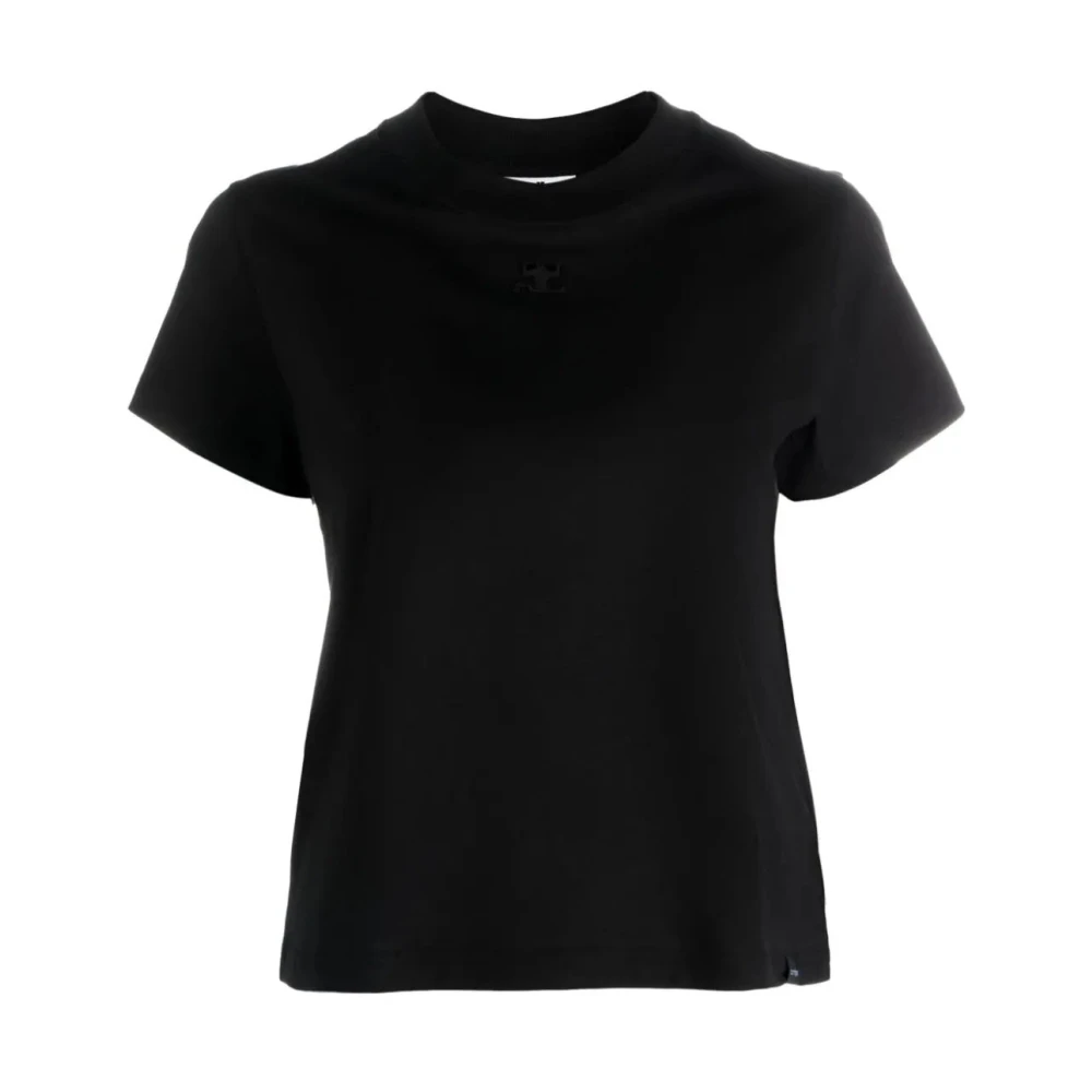 Courrèges Zwarte Katoenen T-shirt met korte mouwen Black Dames