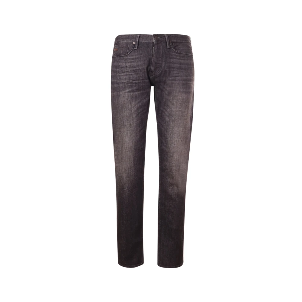 Emporio Armani Zwarte Slim Fit Jeans met Logo Black Heren