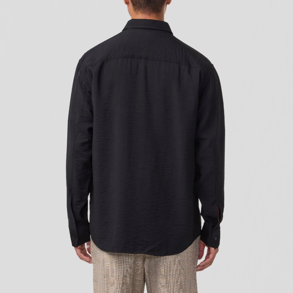 Nn07 Zwarte Twill Overhemd met Bedrukte Artwork Black Heren