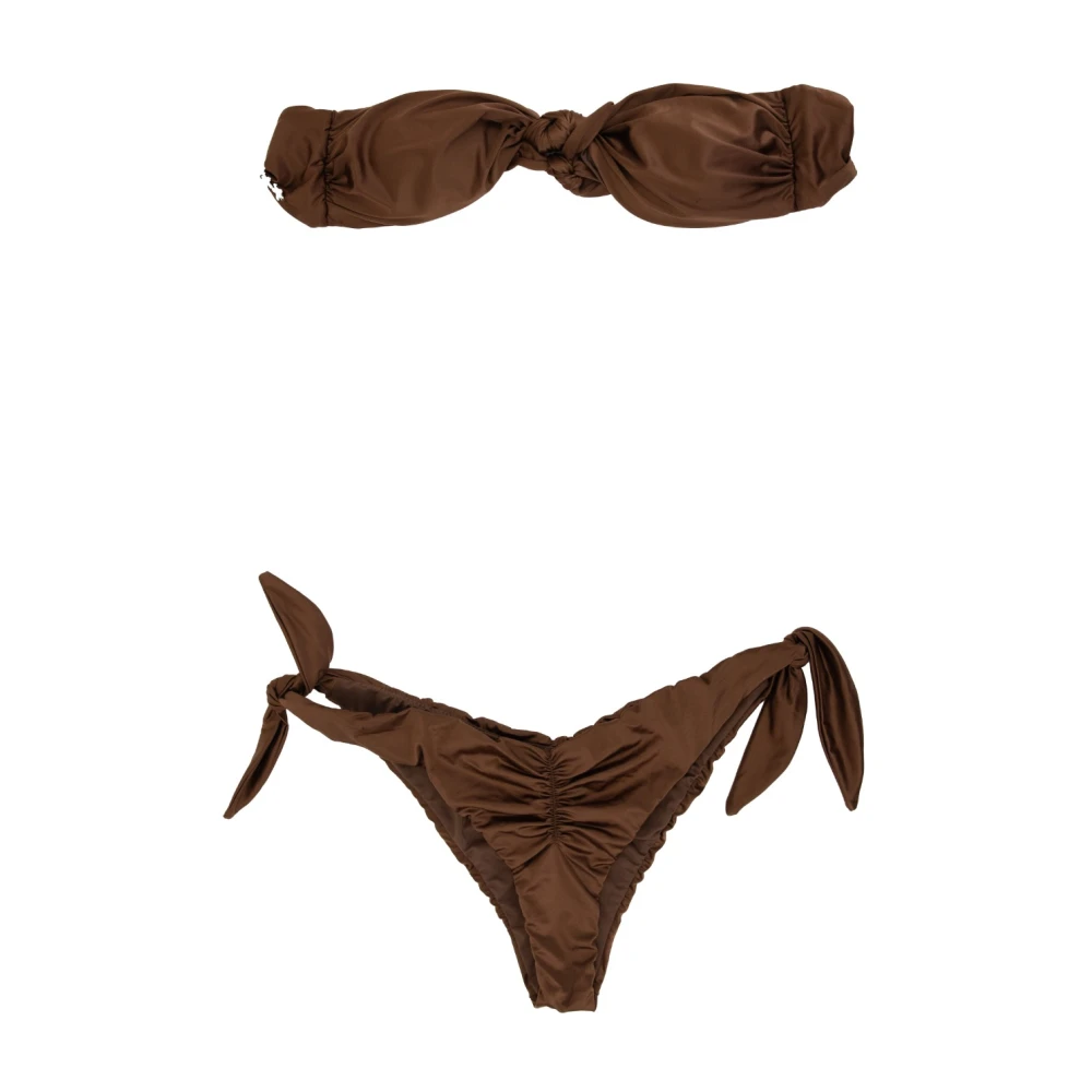 F**k Gerimpelde Bikini Set Brown Dames