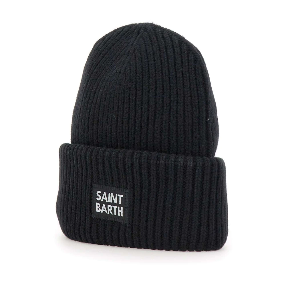 MC2 Saint Barth Zwarte Wol Kasjmier Geribbelde Muts Black Heren