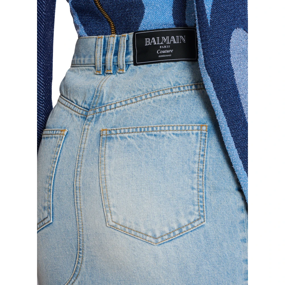 Balmain Denim midi rok Blue Dames