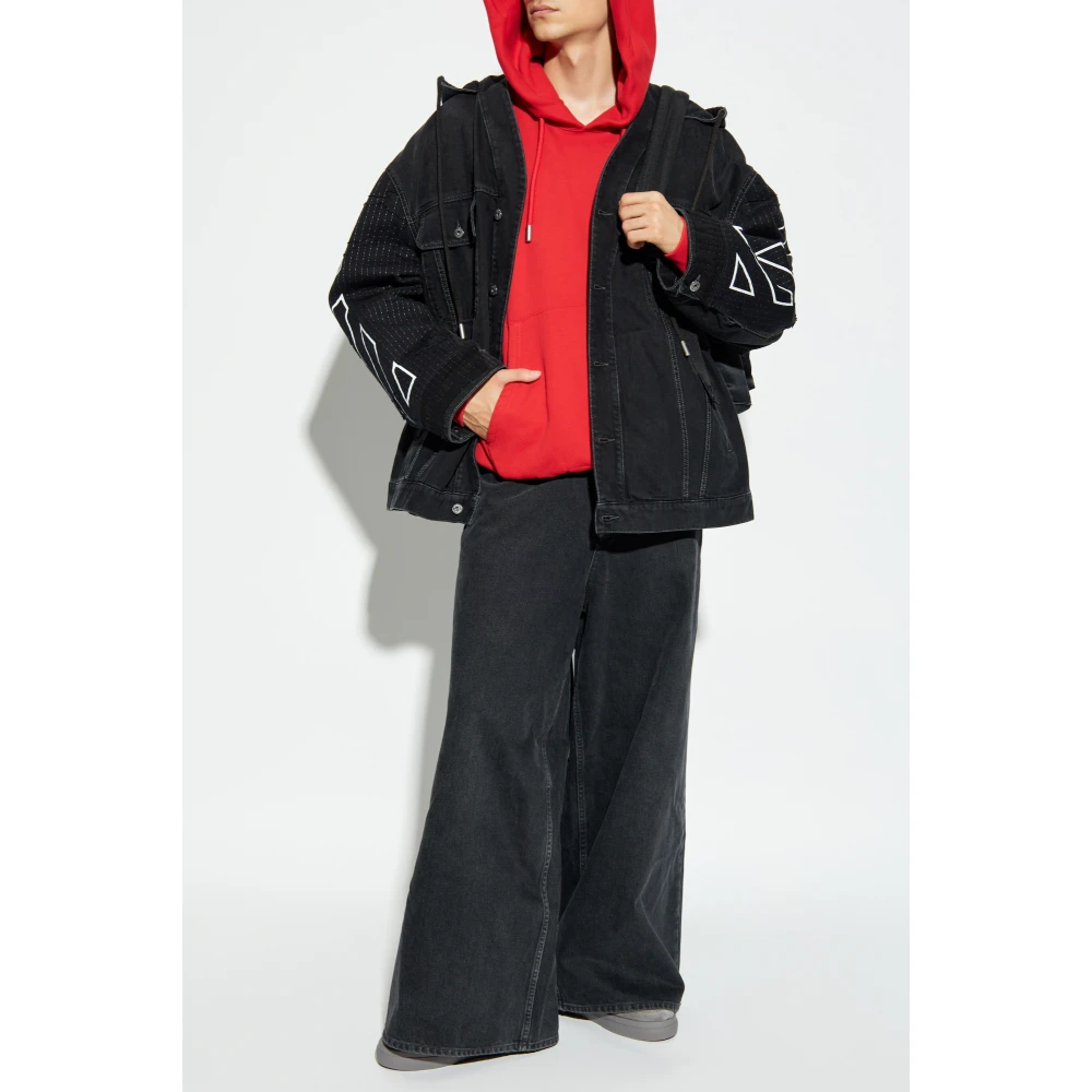 Off White Logo Sweatshirt Red Heren