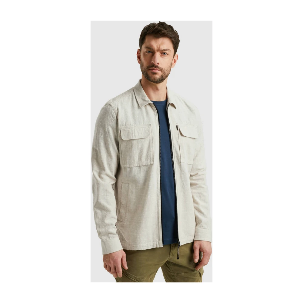 PME Legend Lange Mouw Slub Shirt Psi2502228 Beige Heren