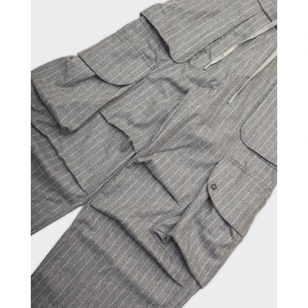 A Paper Kid Flanellen Cargo Broek in Grijs Gray Heren