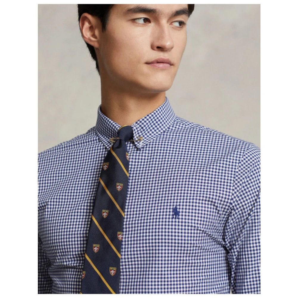 Polo Ralph Lauren Stretch Katoenen Slim Fit Gingham Overhemd Blue Heren