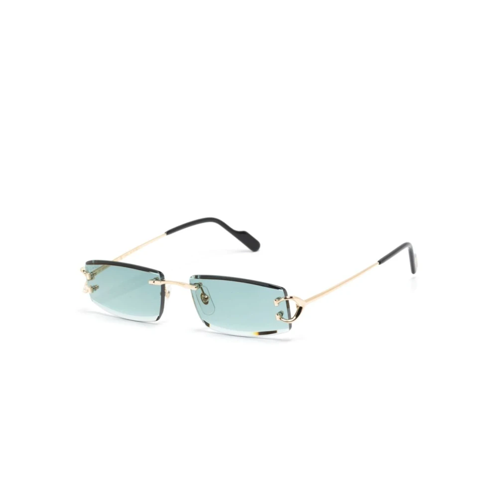 Cartier Men's Yellow Sunglasses, 56 Mm, Rimless Rectangle Sunglasses