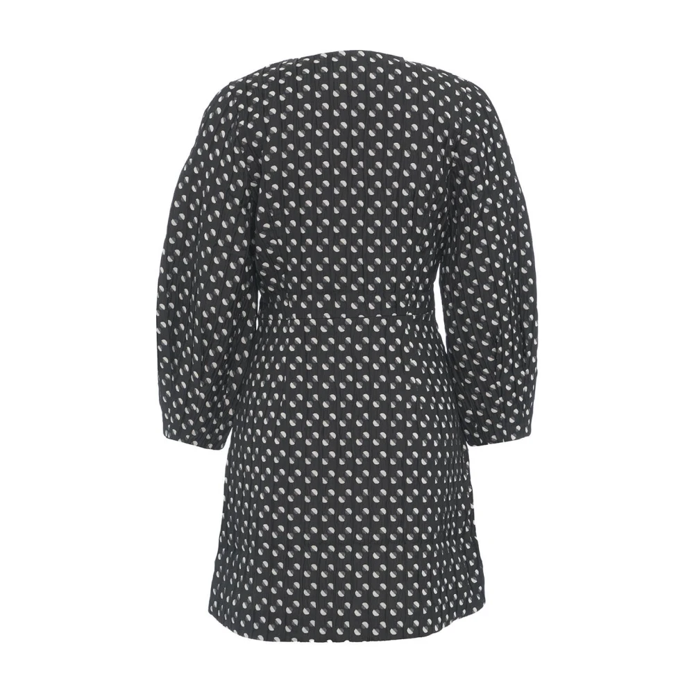BAUM UND PFERDGARTEN V-hals A-lijn mini-jurk met ballonmouwen Black Dames