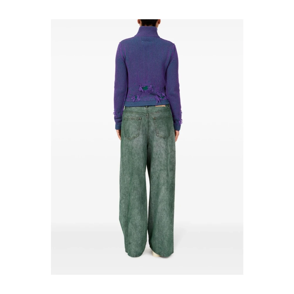 MM6 Maison Margiela Geruite turtleneck met rits Blue Dames