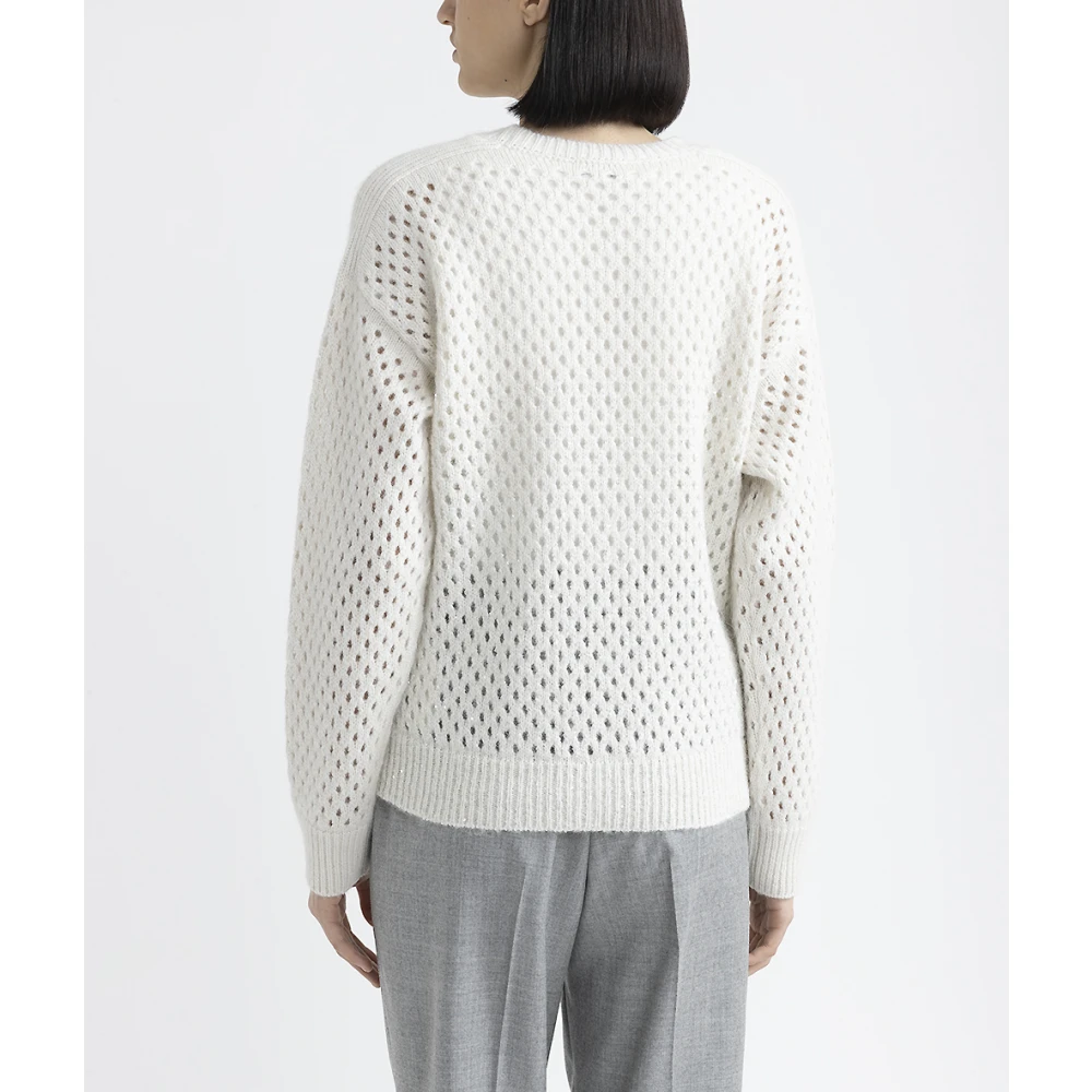 PESERICO Wol zijde kasjmier alpaca trui White Dames