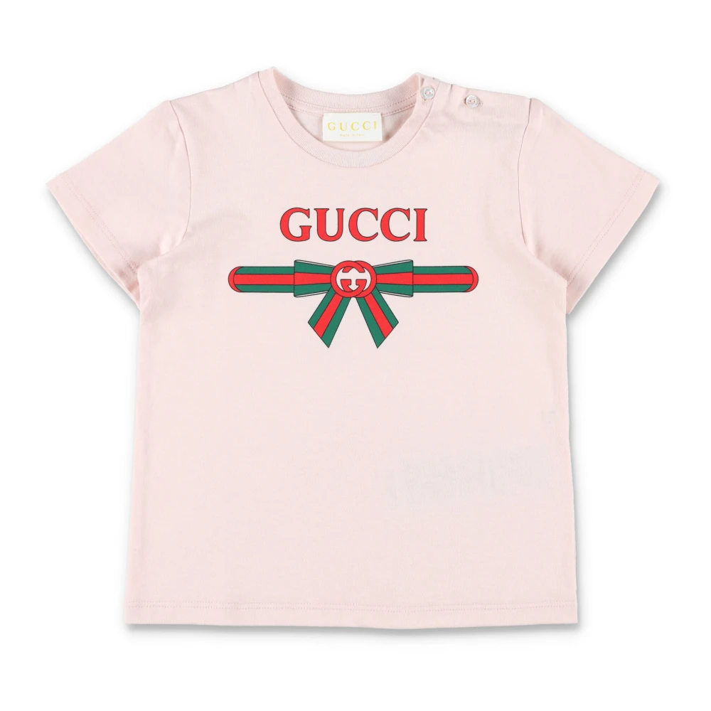 Gucci Ros Interlocking G Web Bow T-shirt Pink, Flicka