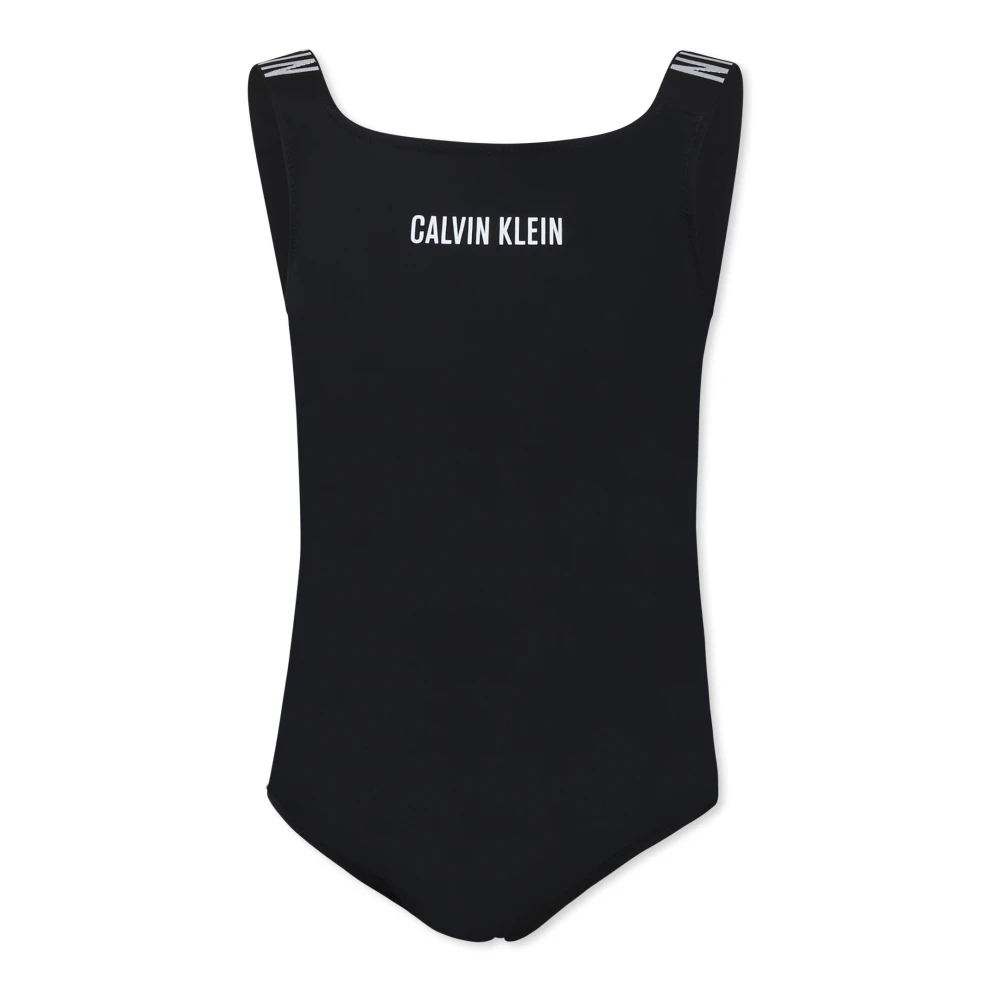 Calvin Klein Svart Logo Strap Baddräkt Black, Flicka