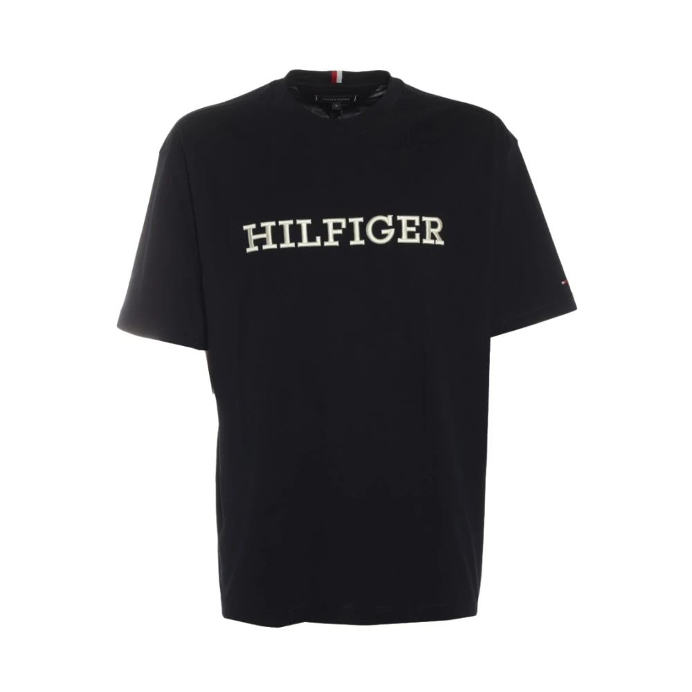 Tommy Hilfiger Blauw T-shirt met maxi logo Black Heren