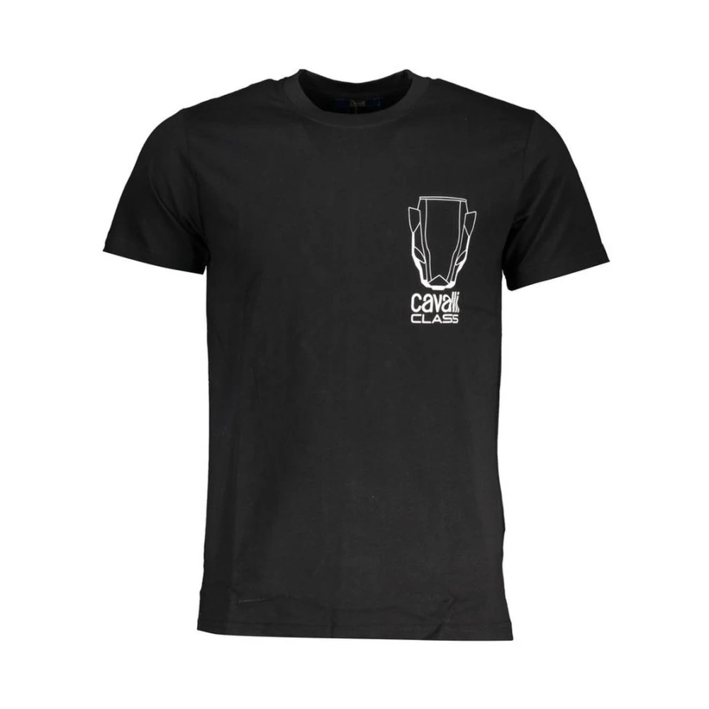 Cavalli Class Men's Black Stylish T-Shirt With Logo Print