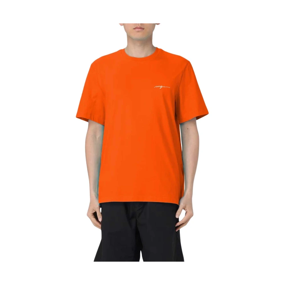 Msgm Men's Orange Cotton T-Shirt For - T-Shirts - Xs - Tops
