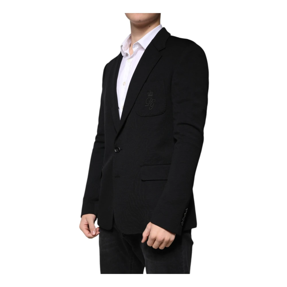 Dolce & Gabbana Zwarte Wol Slim Fit Blazer Black Heren