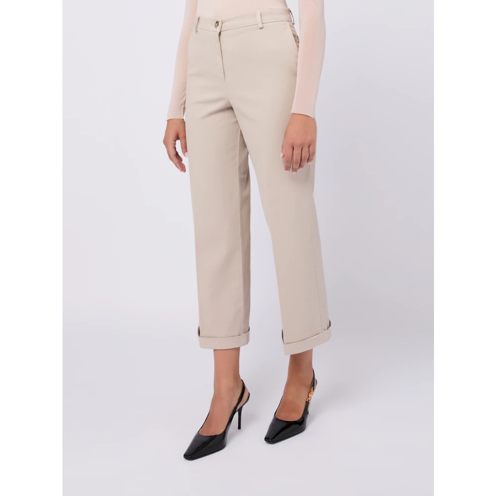 Seventy Omgeslagen Katoenen Beige Broek Dames Beige Dames