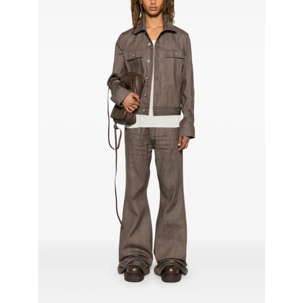 Rick Owens Denim Trucker Jacket Brown Heren