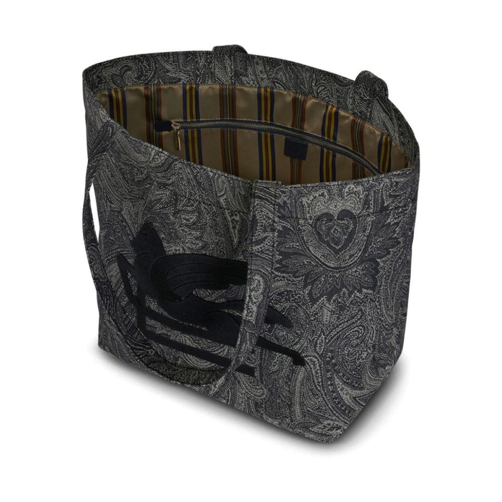 ETRO Zwarte katoenen blend tote met leren afwerkingen Black Heren