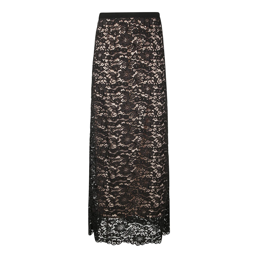 P.a.r.o.s.h. Kanten Rok met Contrasterende Voering Black Dames