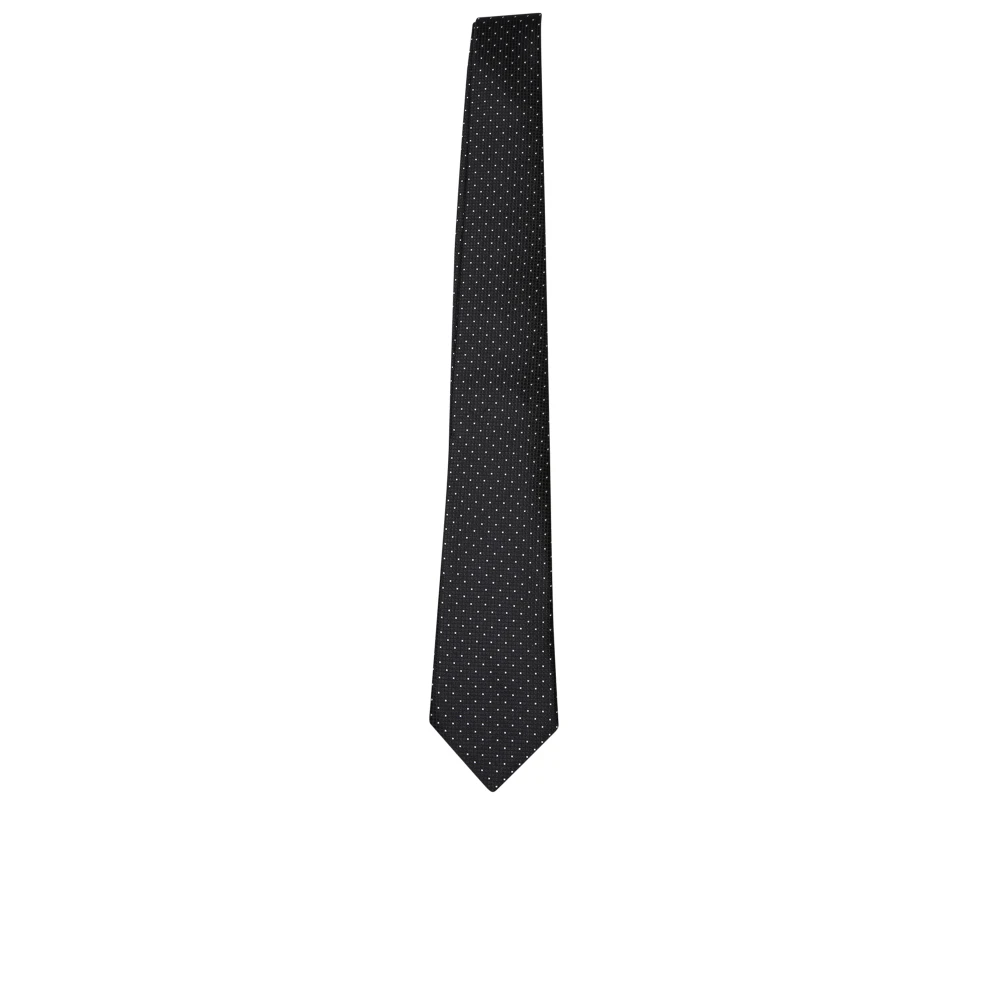 Canali Zijden stropdas met puntige tip Black Heren
