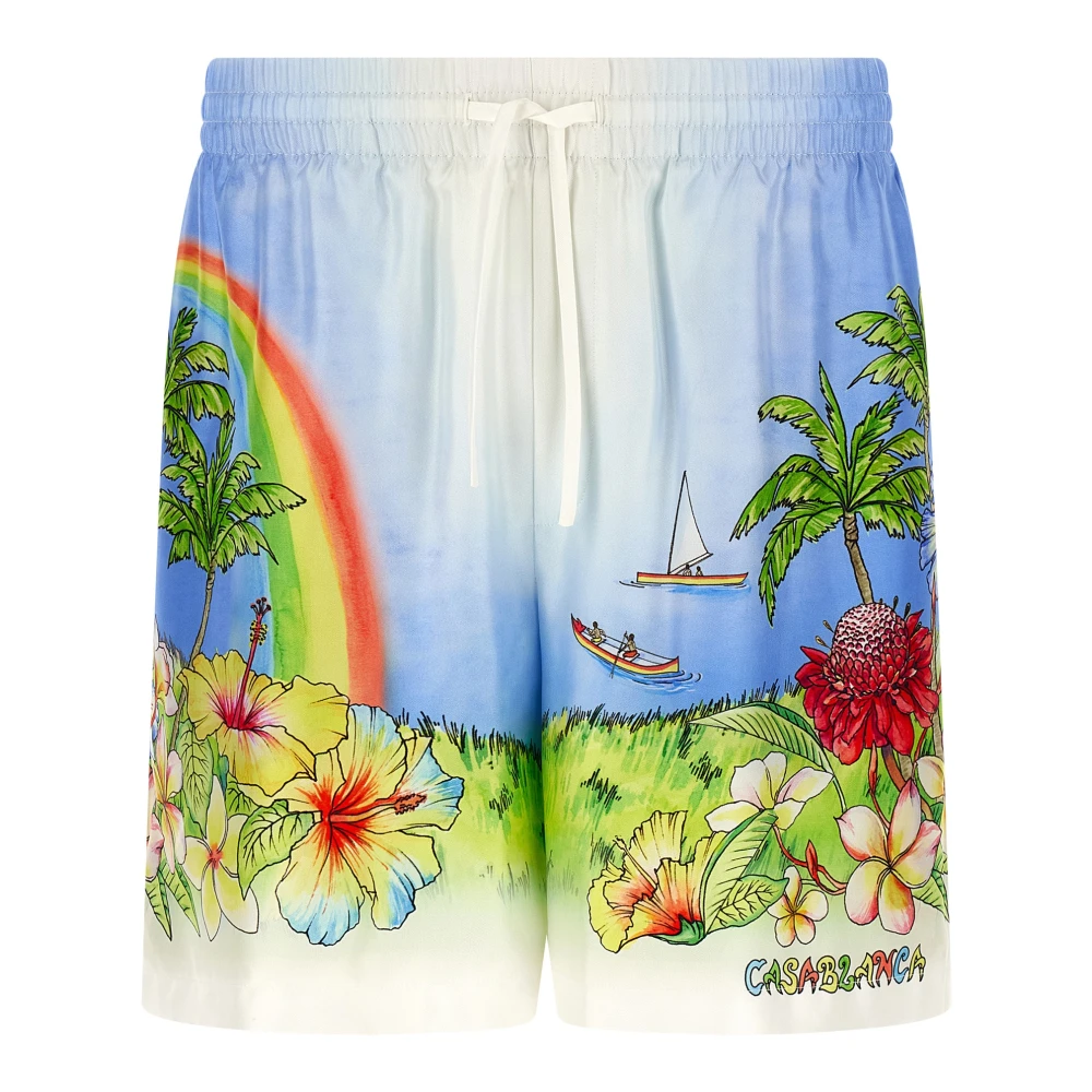 Casablanca Men's Multicolor Aloha Bermuda Shorts - Casual Shorts - L - Shorts
