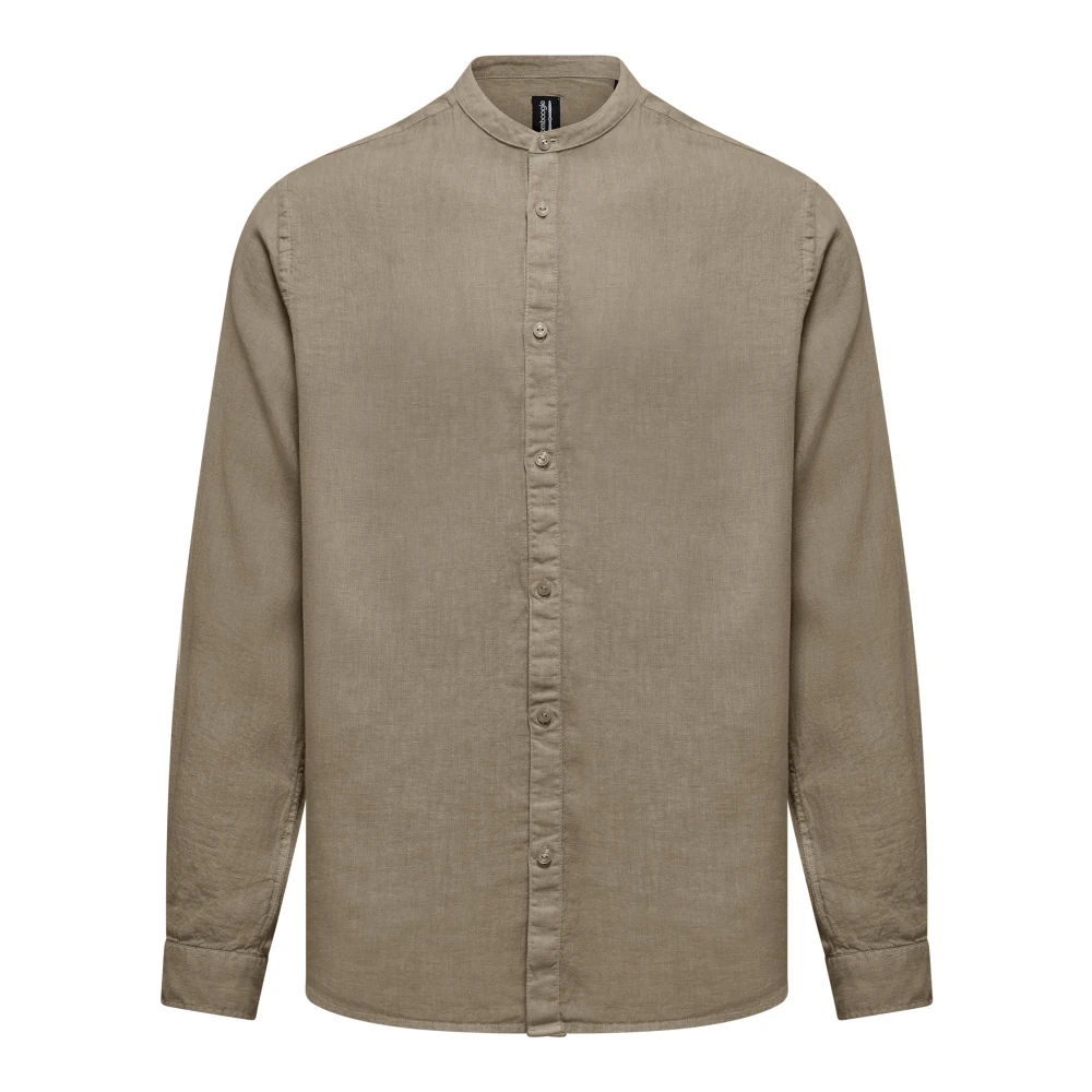 Bomboogie Hombre Beige - Camisa De Lino Con Cuello Mao - Shirts - 3XL