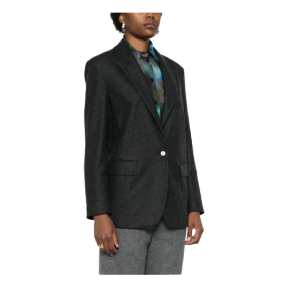 Forte Antraciet Wollen Blazer met Melange Effect Gray Dames