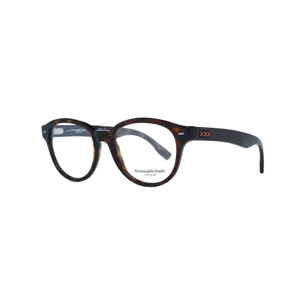 Ermenegildo Zegna Bruine Ronde Optische Monturen met Veerscharnier Brown Heren