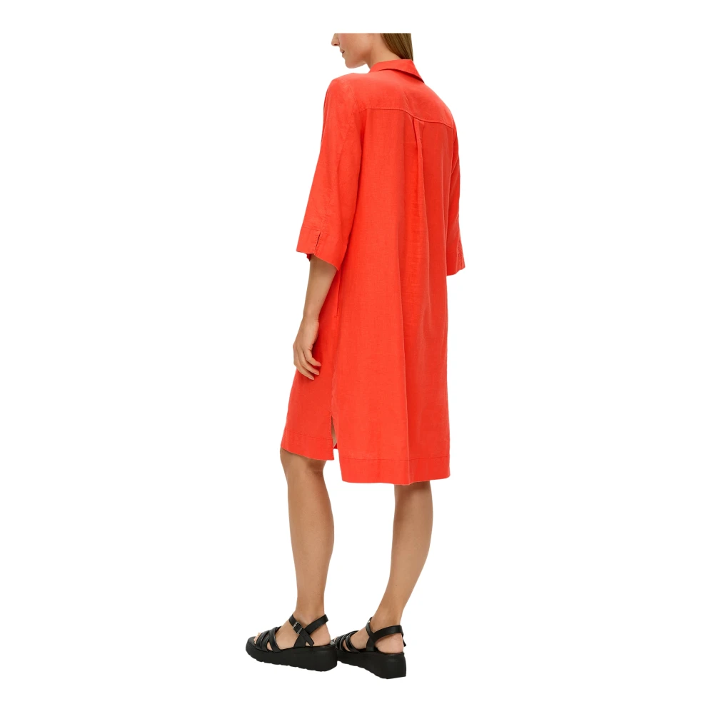 s.Oliver Linnenmix jurk met relaxte pasvorm Orange Dames