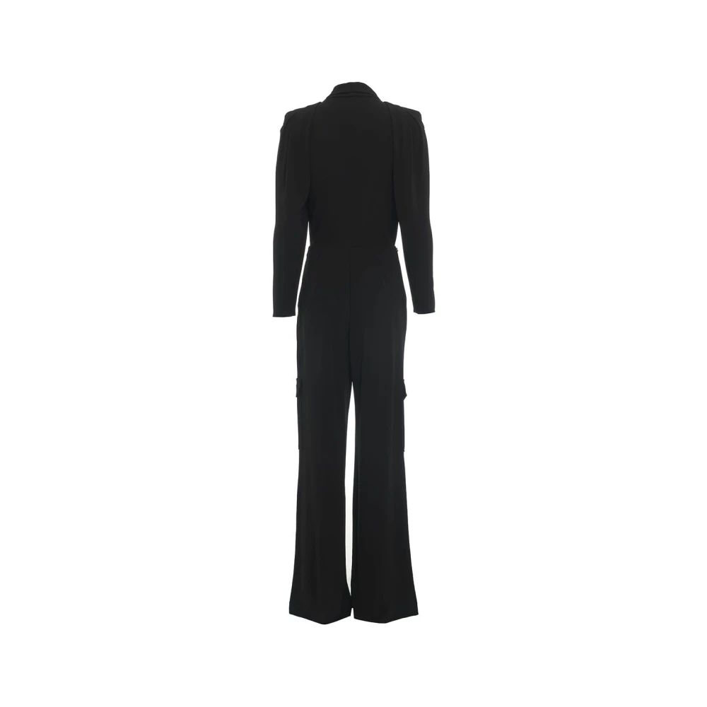 Elisabetta Franchi Zwart Crêpe Jersey Jumpsuit Overall Black Dames