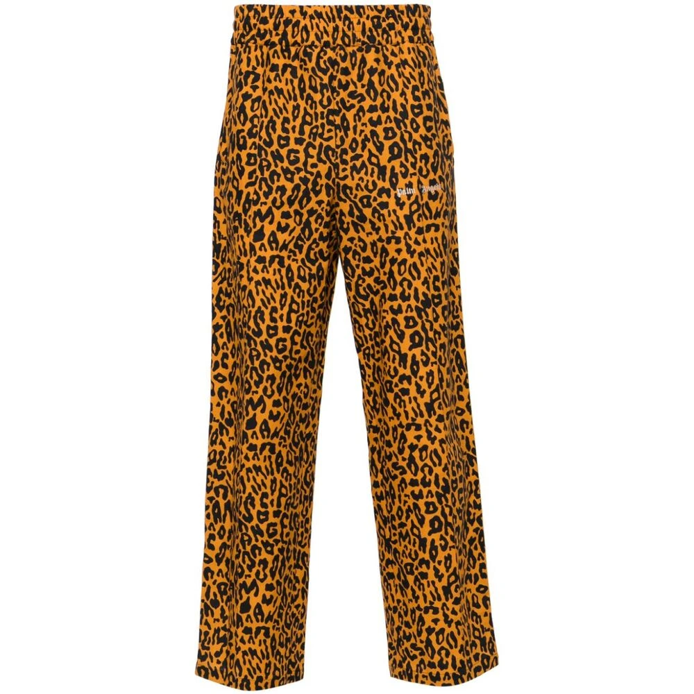 Palm Angels Broek met luipaardprint en elastische tailleband Orange Heren