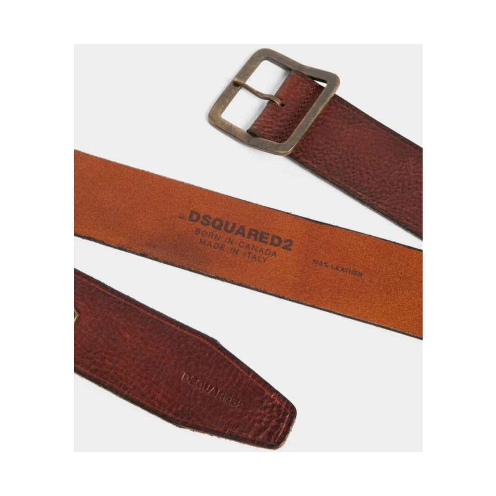 Dsquared2 Brede leren riem Brown Heren