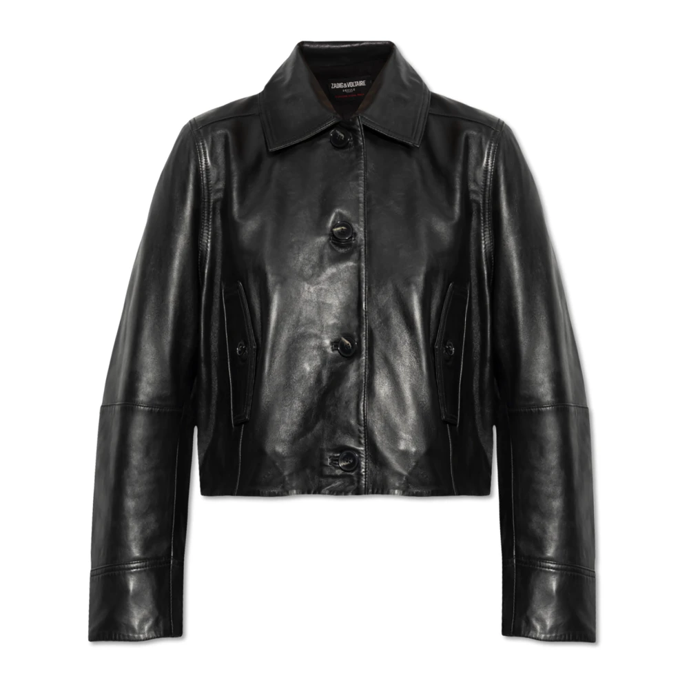Zadig & Voltaire Leren jas Liston Black Dames