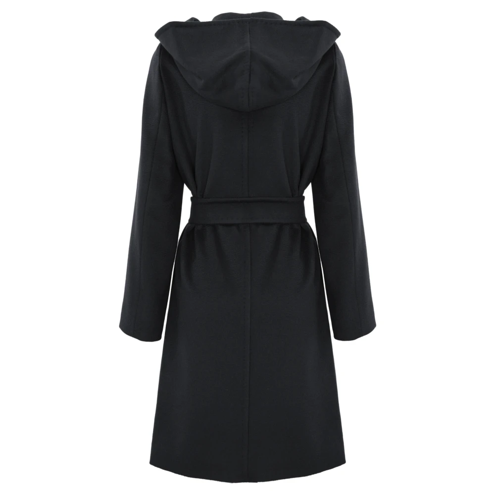 Max Mara Studio Blauwe wollen capuchonjas Blue Dames