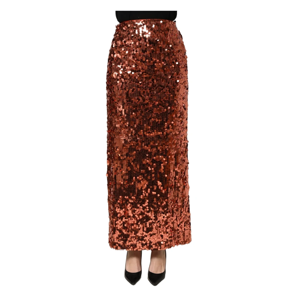 Dolce & Gabbana Brown Maxi Skirts, Female, L, High Waist Pencil Cut Midi Skirt