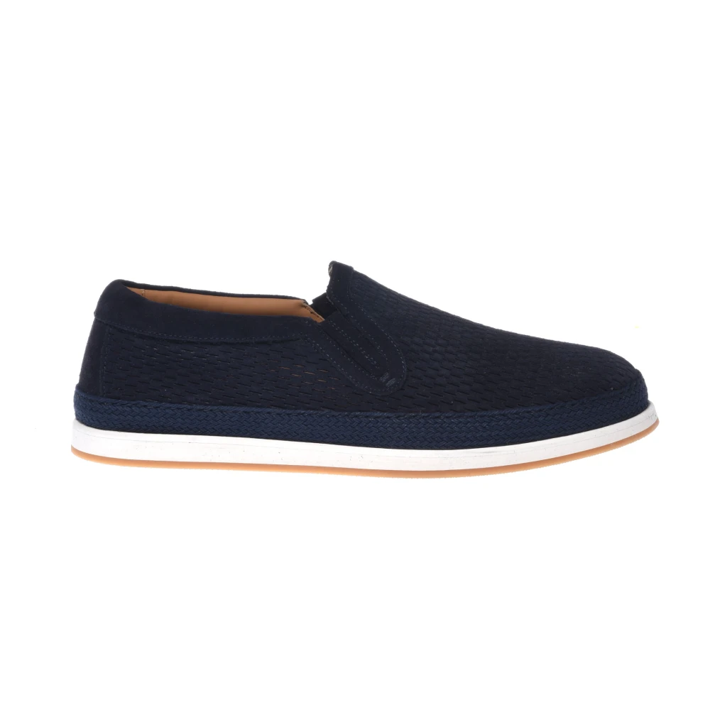 Baldinini Men's Blue Perforated Suede Slip-On - Loafers - 7 Uk - Shoes