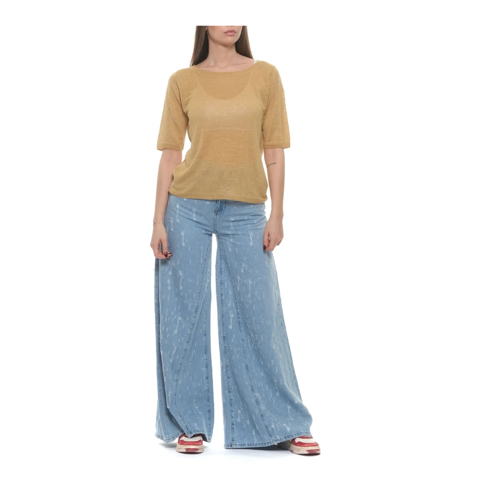 majestic filatures Elegante Gebreide Trui K194-Fpu515 Yellow Dames