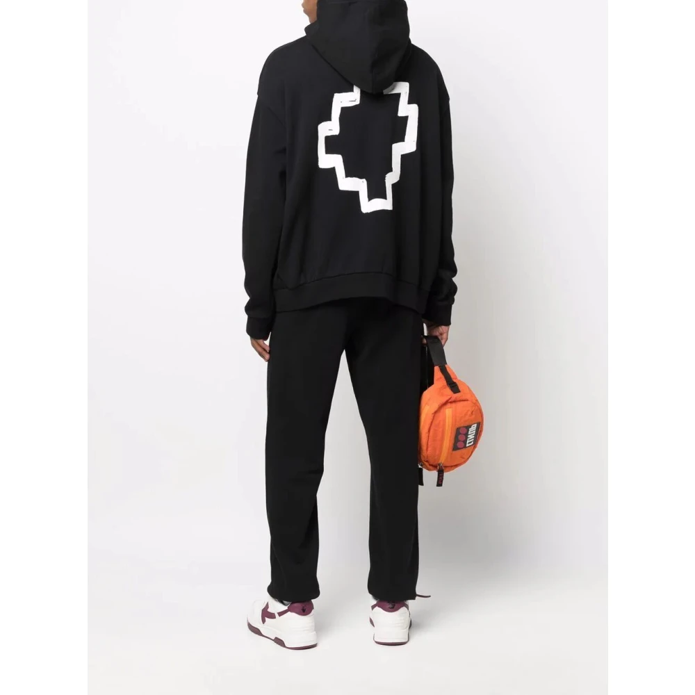 Marcelo Burlon Zwart Wit Tempera Cross Over Hoodie Black Heren