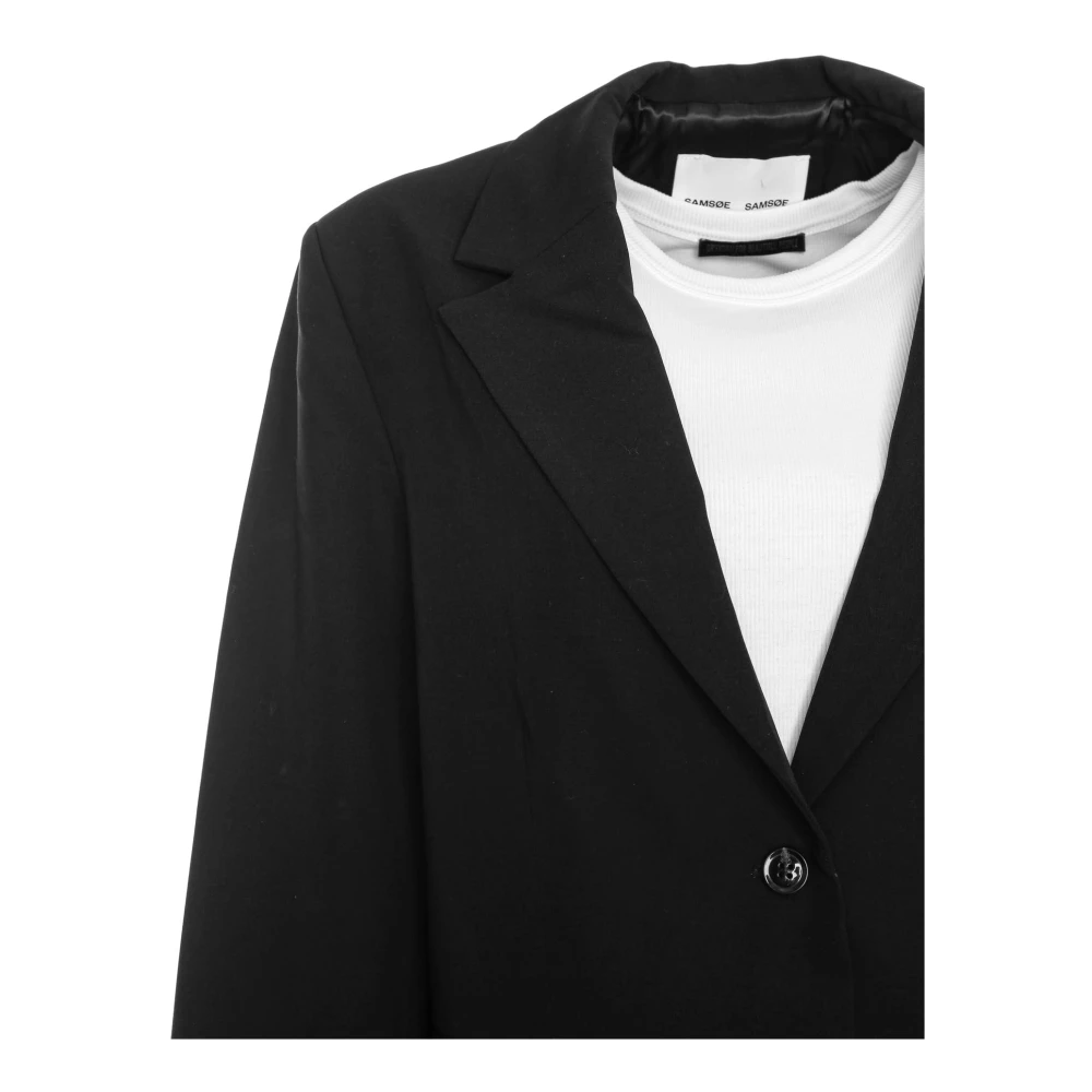 Samsøe Blazer met gebroken kraag en zakken Black Heren