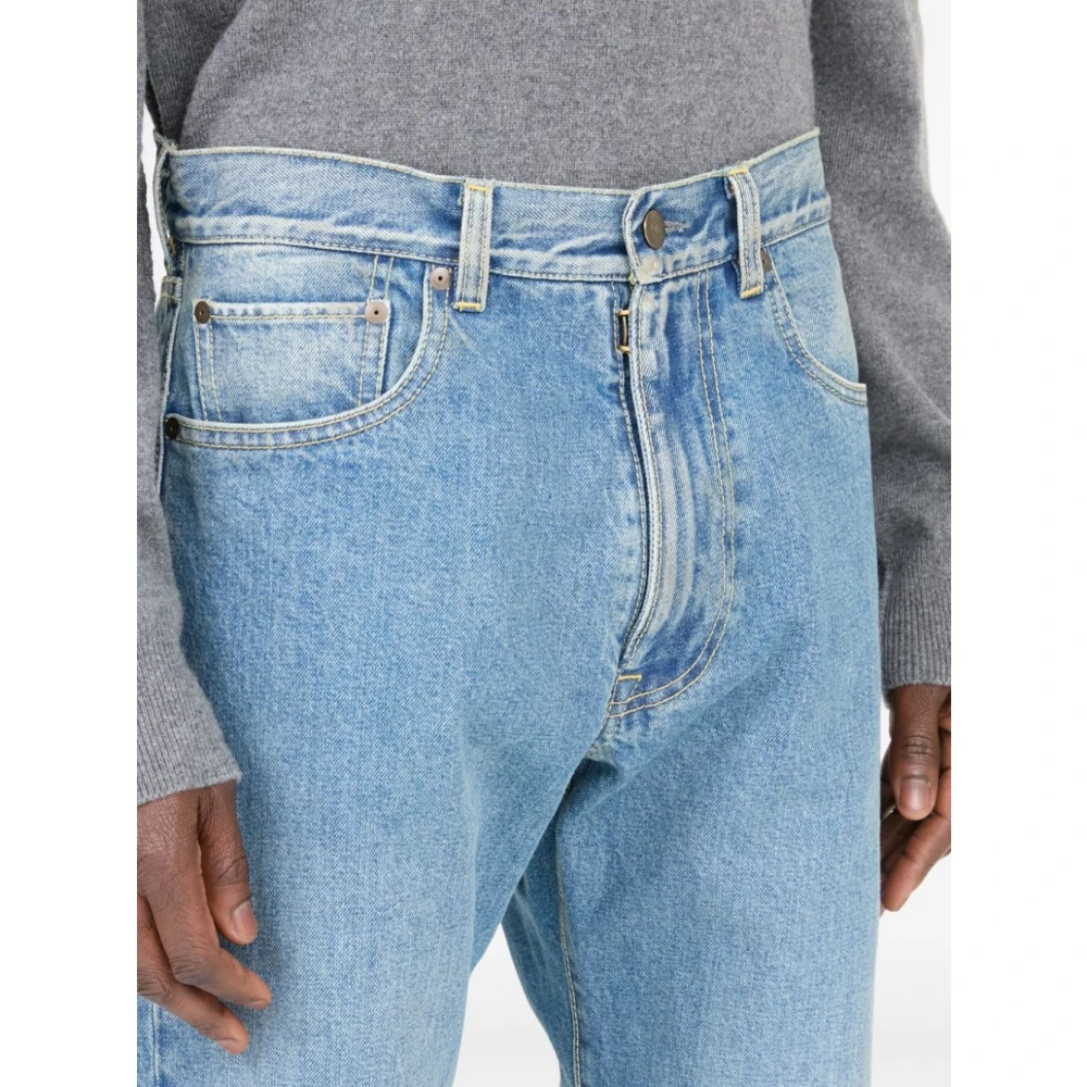 Maison Margiela Blauwe Denim Broek met Handtekening Logo Blue Heren