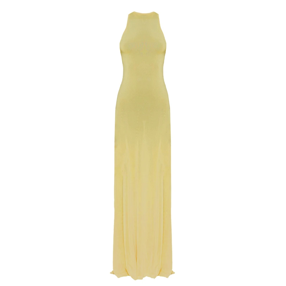 Jacquemus Gebreide Sculta Jurk in Viscose Yellow Dames