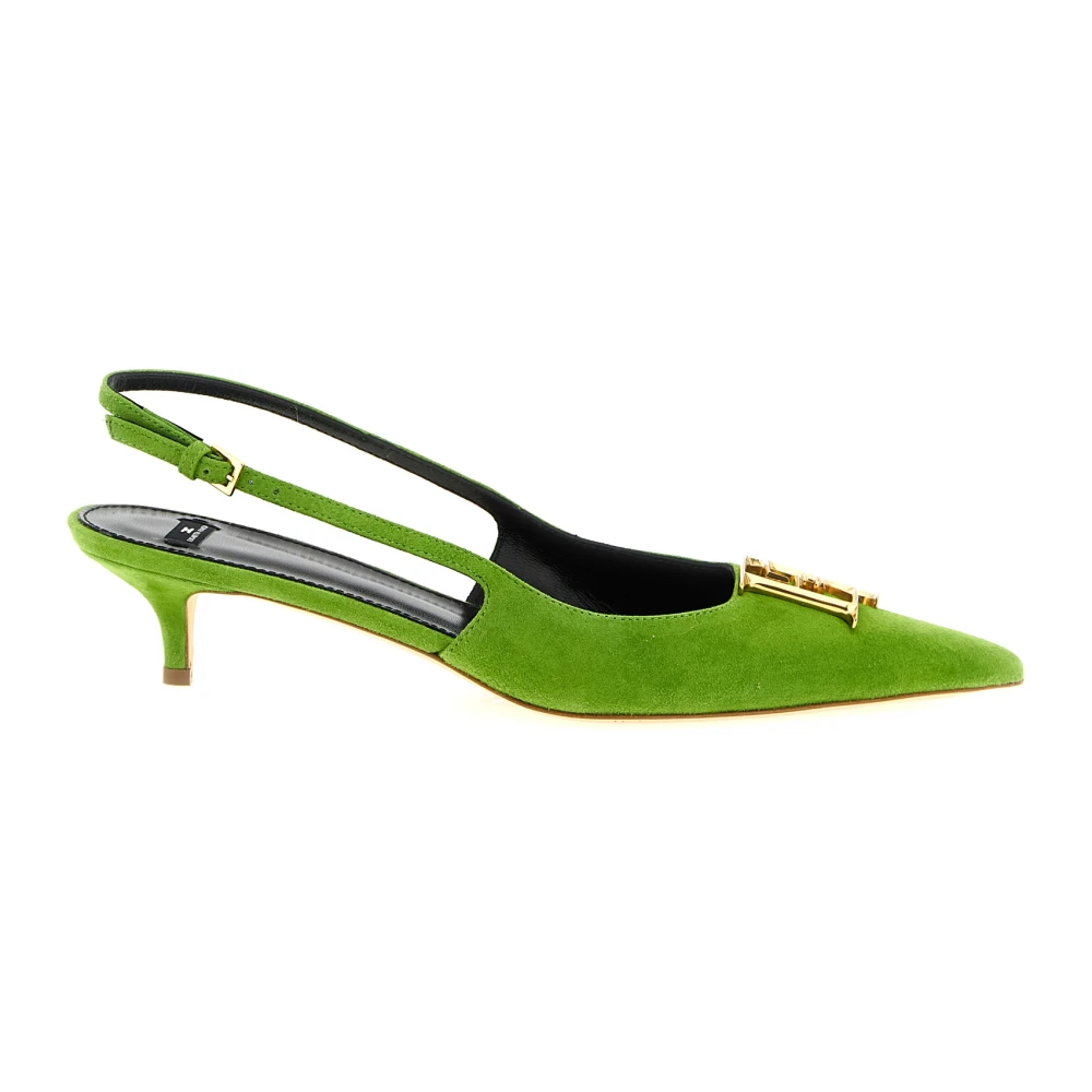 Elisabetta Franchi Women's Green Pointed Toe Suede Slingbacks