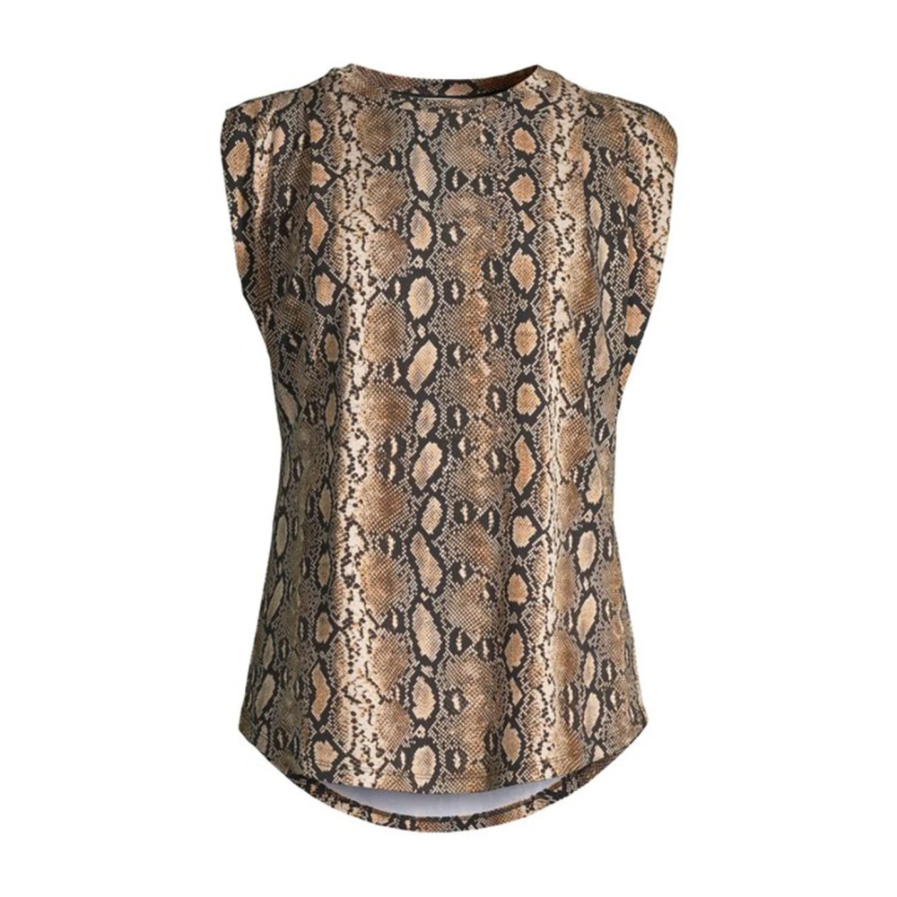 Michael Kors Sleeveless Crewneck Tee Brown Dames