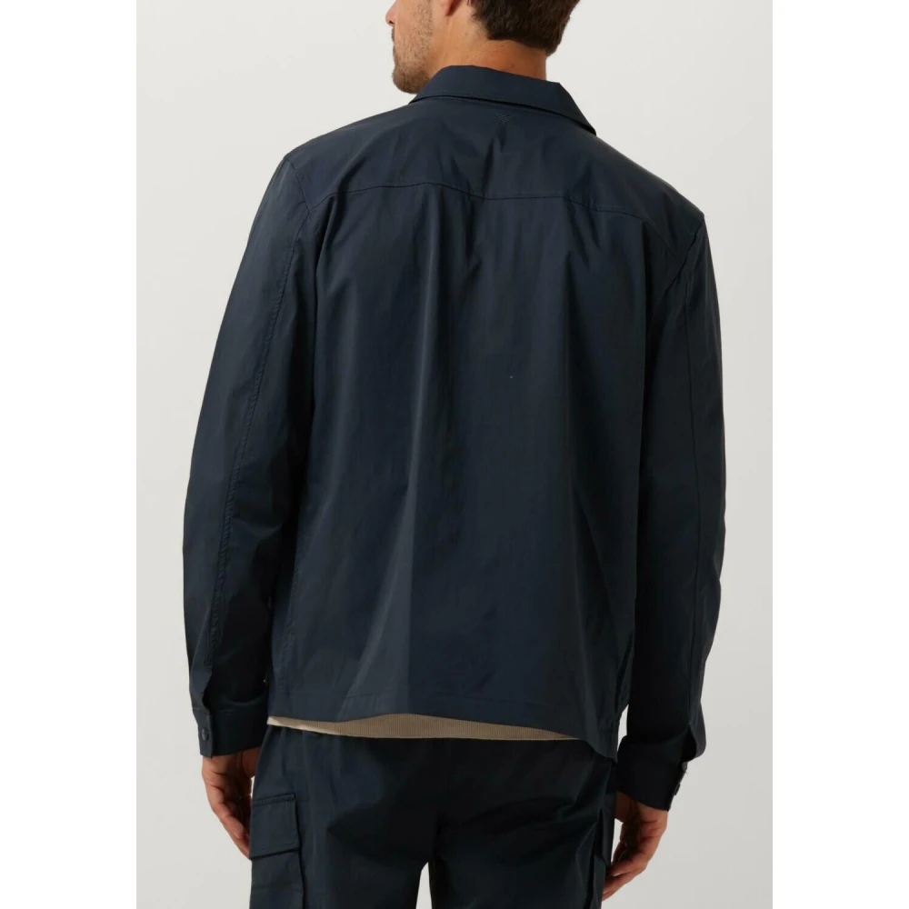 Pure Path Heren Overshirt met Rits en Borstzakken Blue Heren