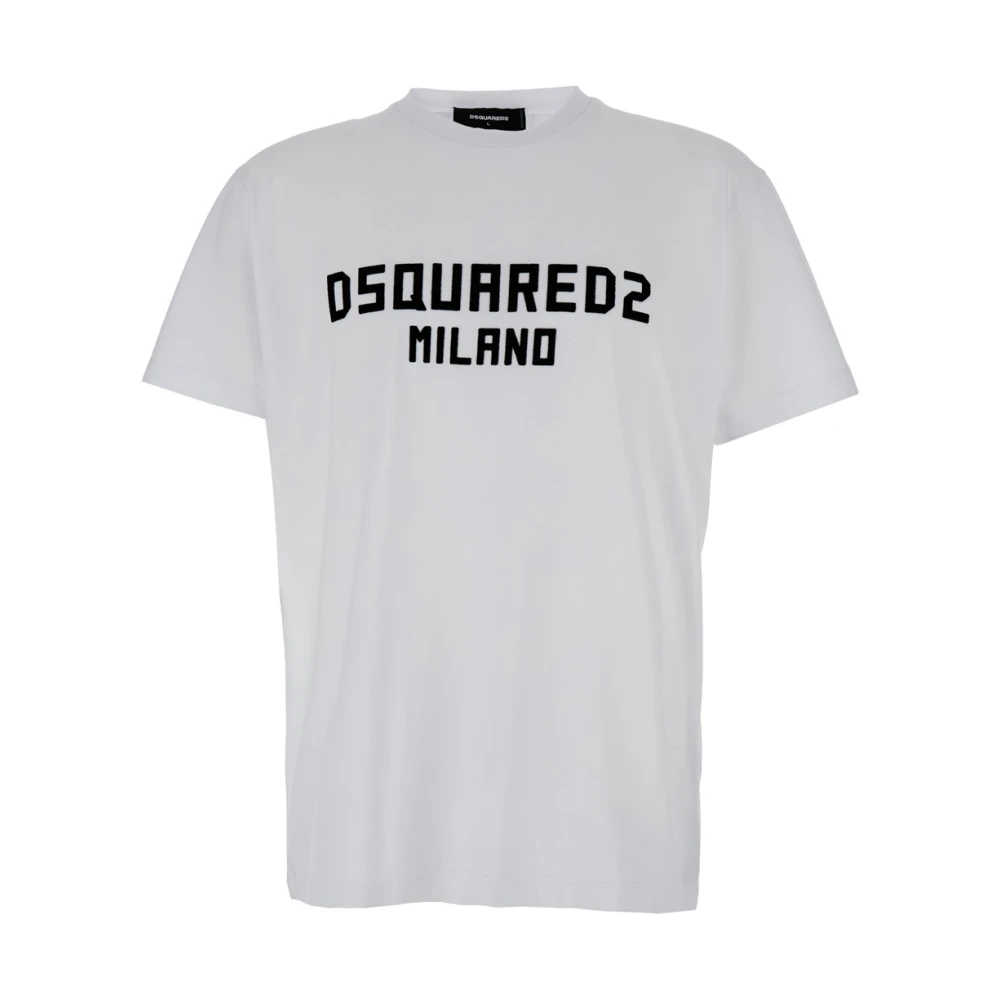 Dsquared2 Wit Logo Crewneck T-shirt Katoen Man White Heren