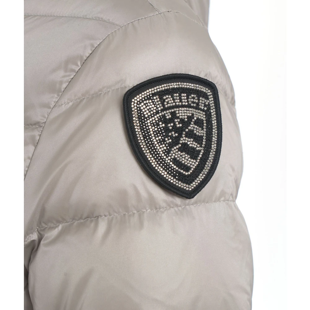 Blauer Gewatteerde donsjas met logodetails Gray Dames