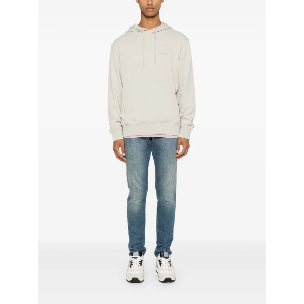 Boss Orange Geborduurd Logo Hoodie van Katoen Beige Heren
