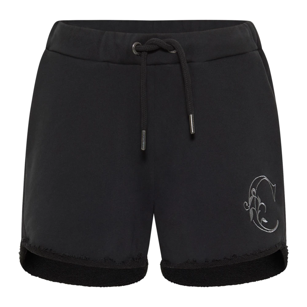 Carlo Colucci Women's Black Short Shorts, L, Sweat Short With Embroidery