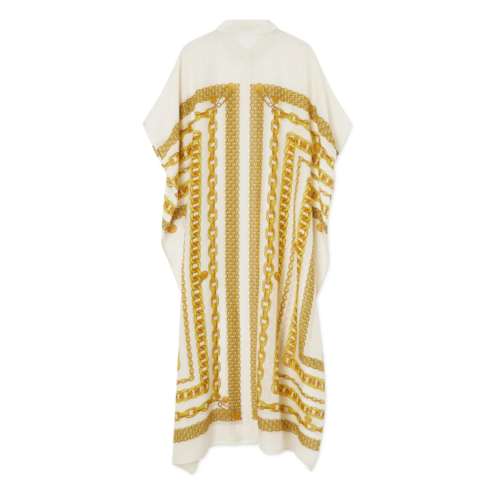 Versace Witte Schatdruk Mouwloze Jurk White Dames